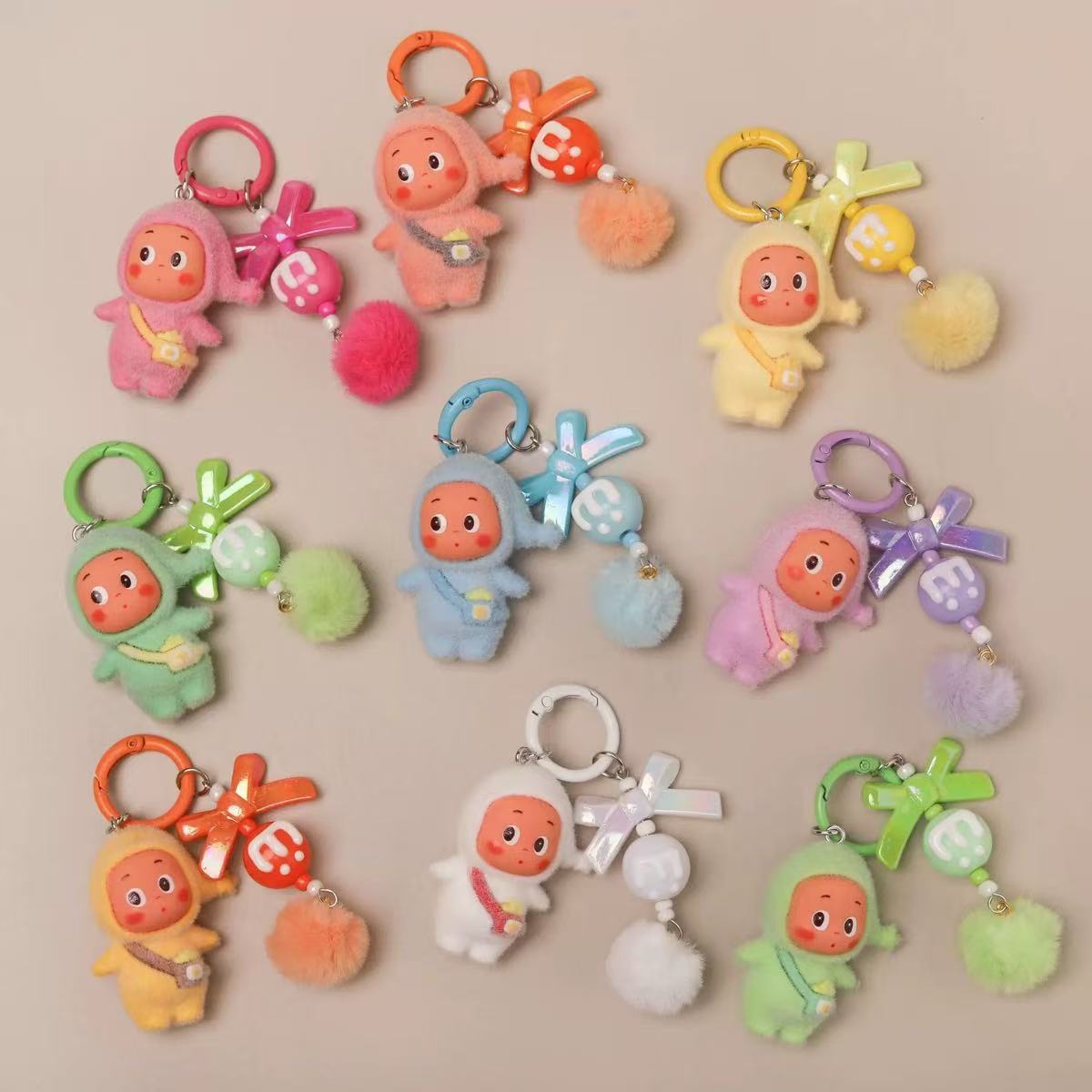 Flocked Starry Figure M-Bead Keychain